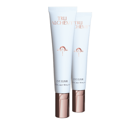 TruAlchemy Eye Elixir tubes in white with rose gold applicators