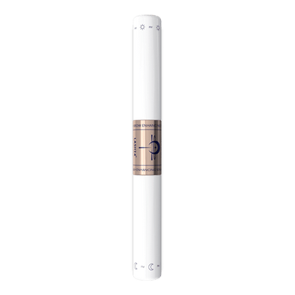 Lash24 brow enhancing serum in white cylindrical tube with bronze-toned label band