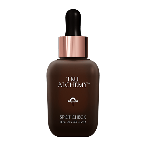 TruAlchemy Spot Check dark brown glass dropper bottle with rose gold cap