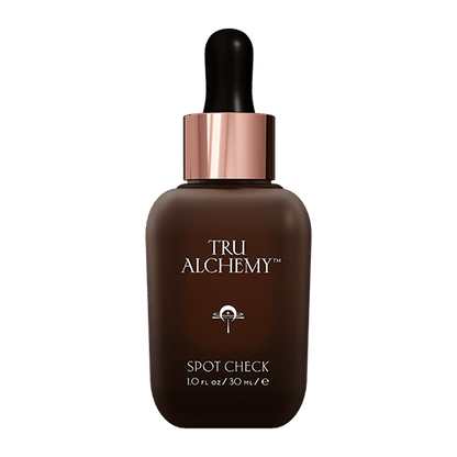 TruAlchemy Spot Check dark brown glass dropper bottle with rose gold cap
